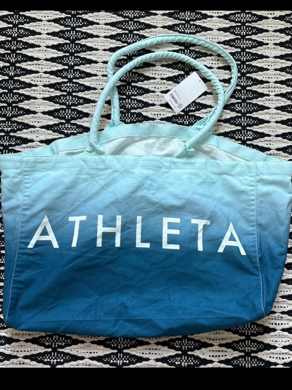 Athleta Ombre Teal-to-Navy Canvas Tote